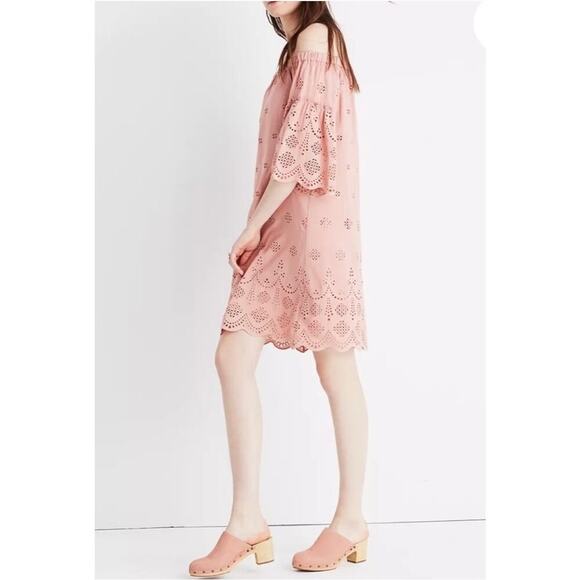 Madewell Eyelet Off The Shoulder Shift Dress - Picture 3 of 10